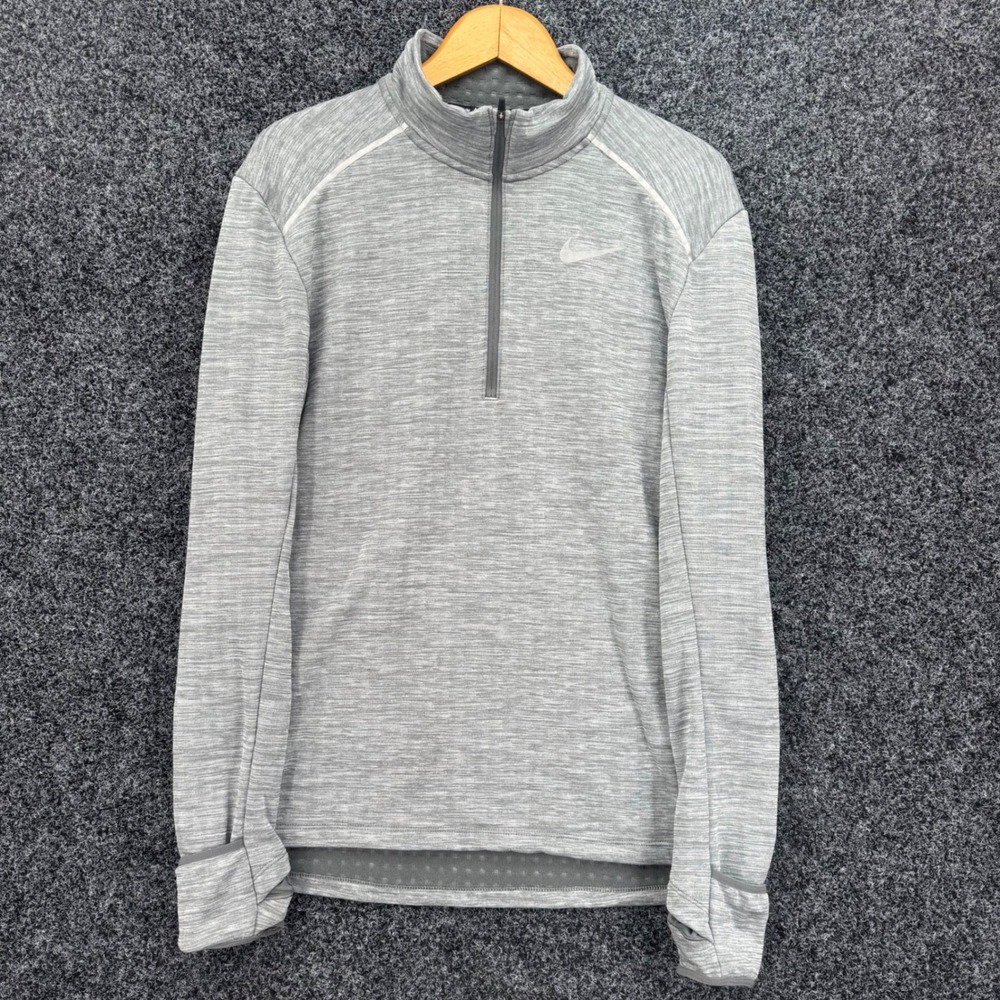 Nike Running Element Half Zip Pullover Grey Heather Waffle Grid Mens Medium
